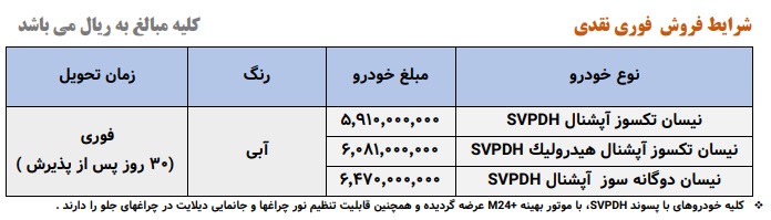 فروش نقد و اقساط وانت نیسان