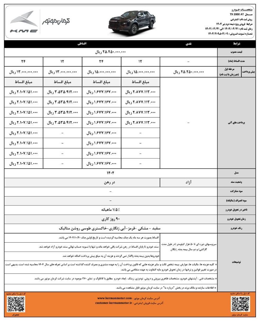  نقد و اقساط KMC T9
