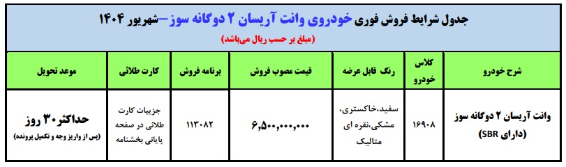 فروش فوری وانت آریسان