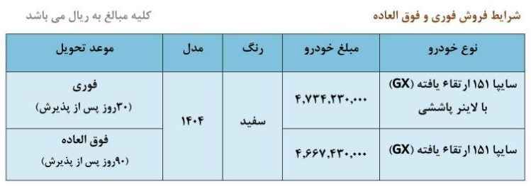 فروش فوری وانت سایپا 151