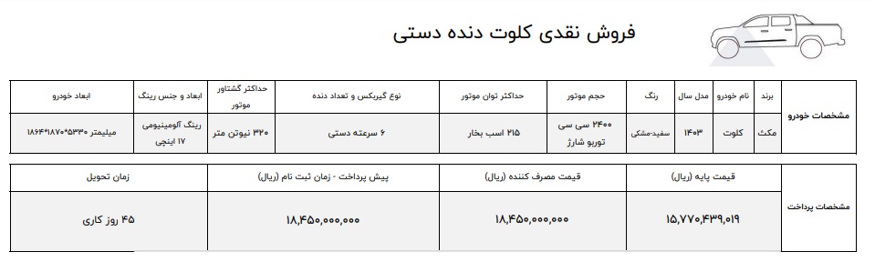 فروش مکث کلوت دستی