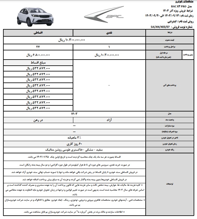 فروش نقد و اقساط 3 محصول کرمان موتور