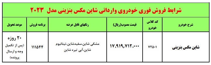 فروش فوری خودرو شاین مکس