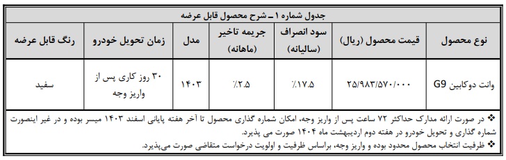 فروش فوری پیکاپ G9