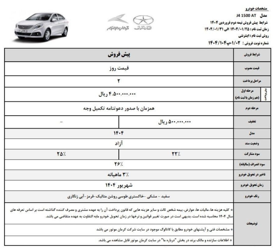پیش فروش s5 کرمان موتور