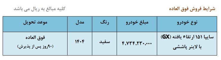فروش سایپا 151 ارتقا یافته