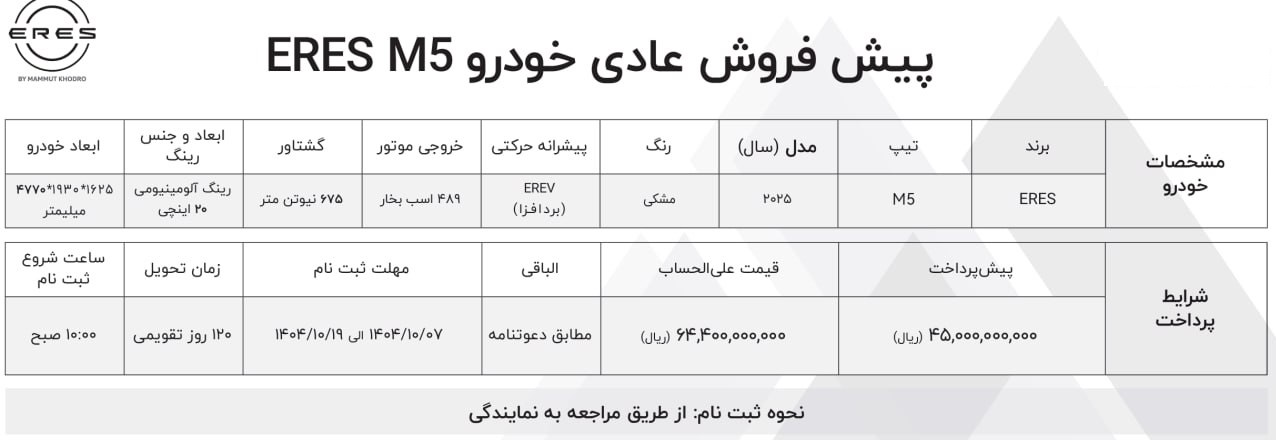 شرایط فروش خودرو ارس HM5