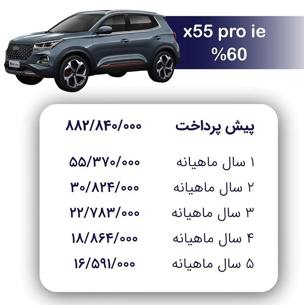 شرایط فروش اقساطی MVM X55 پرو