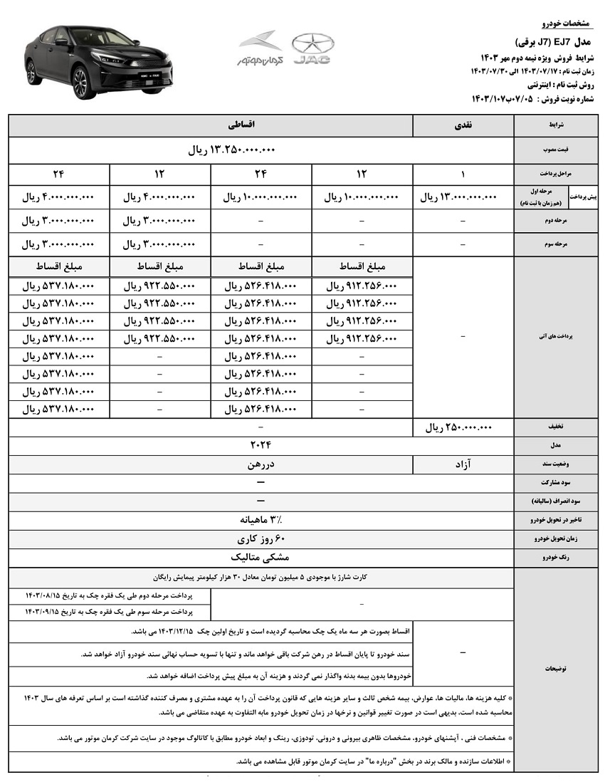 فروش نقد و اقساط جک EJ7