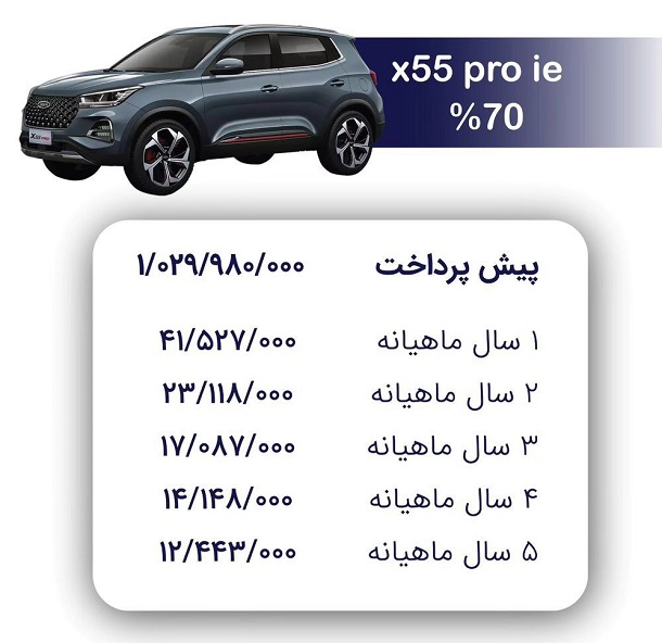 شرایط فروش اقساطی MVM X55 پرو