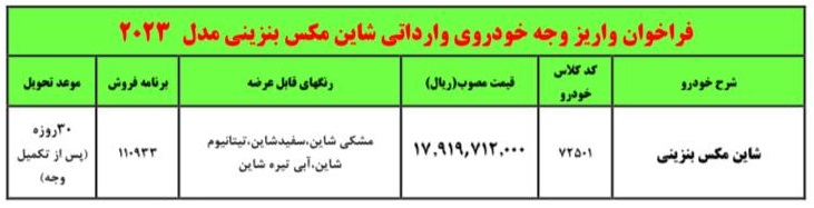 فروش فوق العاده شاین مکس بنزینی