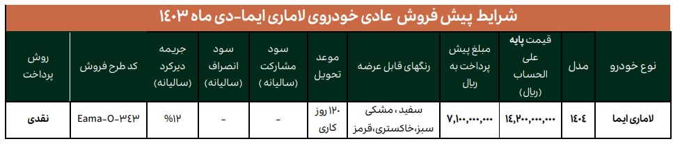 فروش خودرو لاماری ایما