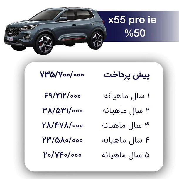 شرایط فروش اقساطی MVM X55 پرو