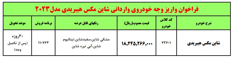 فروش فوری شاین مکس هیبریدی ایران خودرو