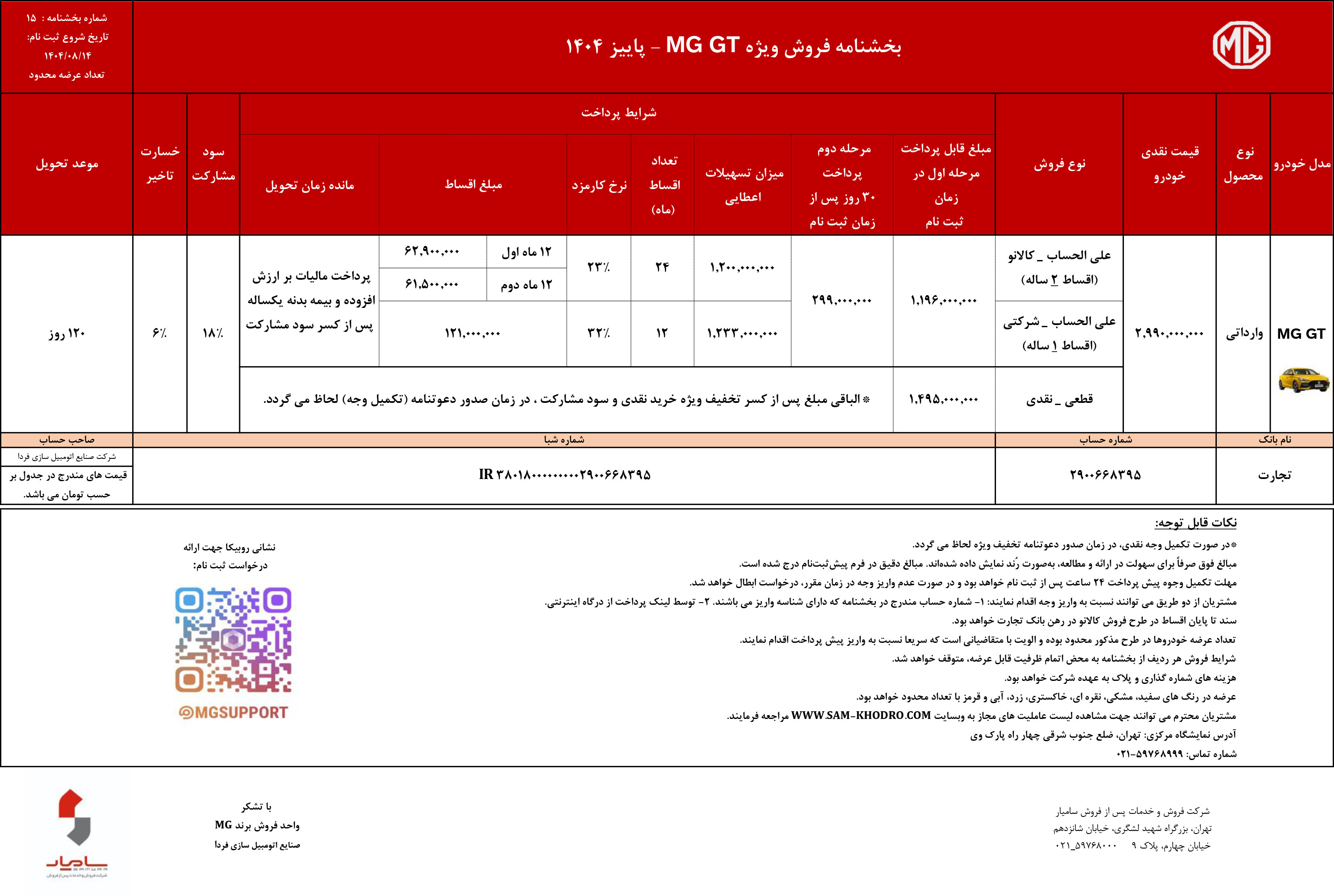 شرایط فروش ام جی جی تی 
