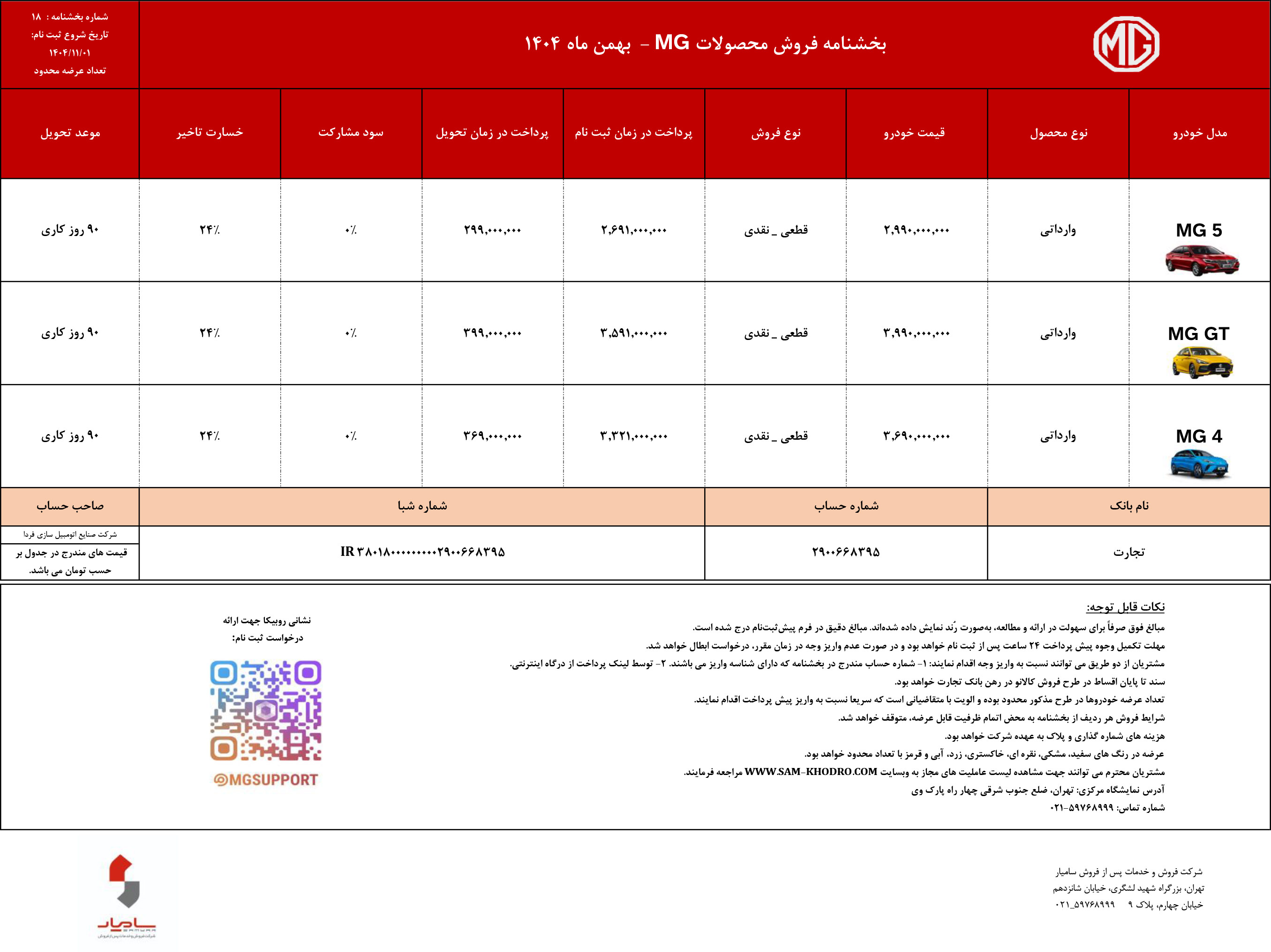 فروش نقدی محصولات MG